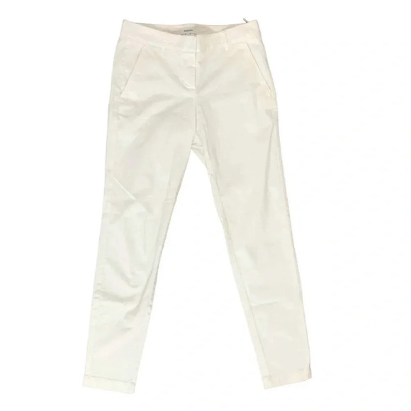 Aritzia Babaton Pants Straight leg pleated Trousers Cotton White Size 0 - Picture 1 of 11